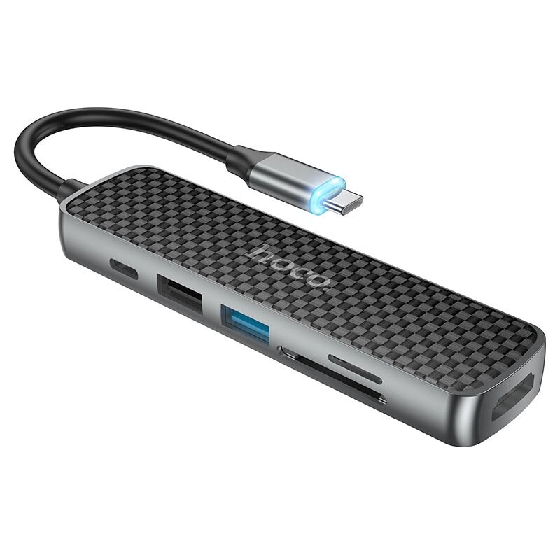 Адаптер HOCO HB24, USB-C, USB 3.0, Card Reader, 6 в 1 от компании Мир Электроники - фото 1