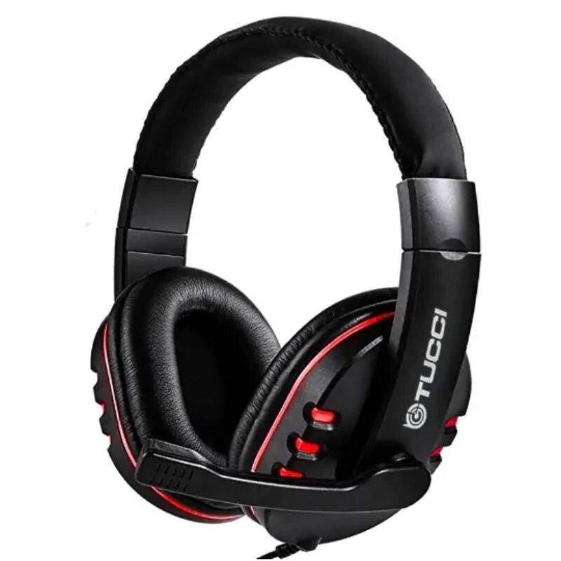 Игровые наушники TUCCI A5 Gaming с микрофоном проводные Black/Red (TA5) от компании Мир Электроники - фото 1