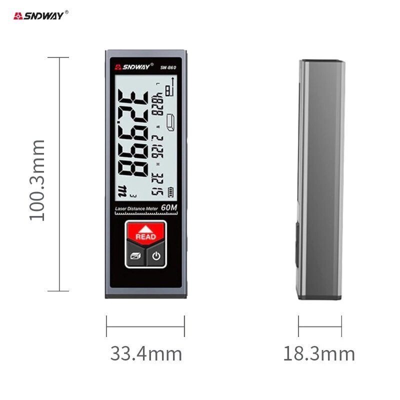 Лазерный дальномер SNDWAY SW-B60 60 м от компании Мир Электроники - фото 1