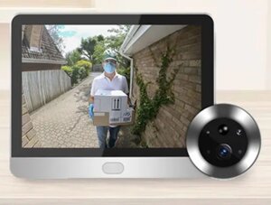Видео глазок дверной 300PE Wi-Fi, ICam365, 4.3", 1080P, IR, PIR, 5000 мАч