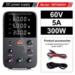 Блок питания импульсный Wanptek WPS605H 0-60В/5А, USB, 4 разряда