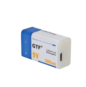 Аккумулятор GTF 9V USB 1000 мАч li-Ion