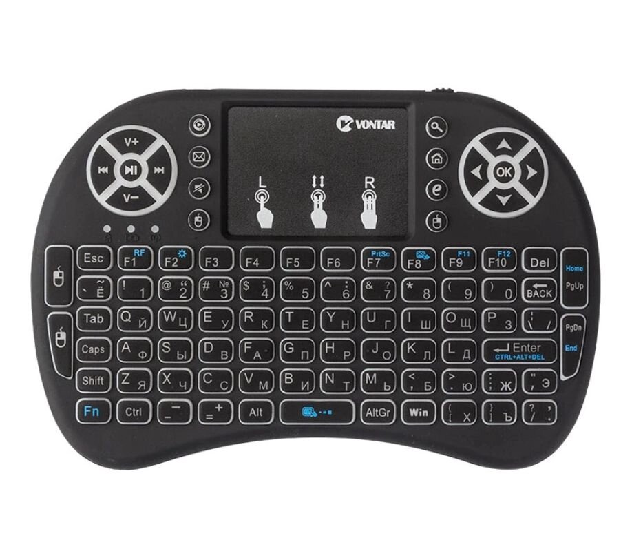 Клавиатура беспроводная i8 мини RU с тач панелью, подсветка, аккумулятор - характеристики