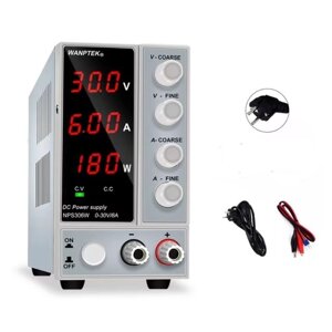 Регулируемый лабораторный блок питания NPS306W 0-30 В, 6 А, 3 разряда, белый