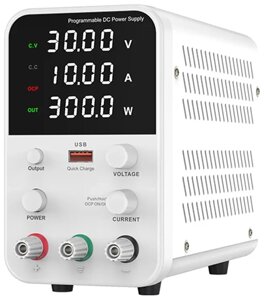 Блок питания Wanptek WPS3010B 0-30В/10А, USB, 4 разряда, белый