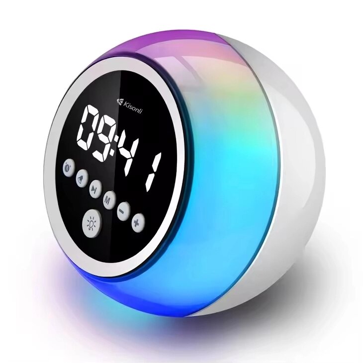 Колонка Bluetooth Kisonli Q6C RGB, часы, 5 Вт - розница