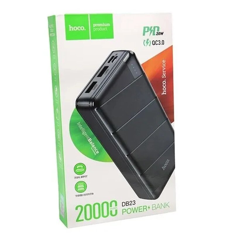 POWER BANK HOCO DB23, 20000 мАч, PD 20W, QC3.0, 3 выхода от компании Мир Электроники - фото 1