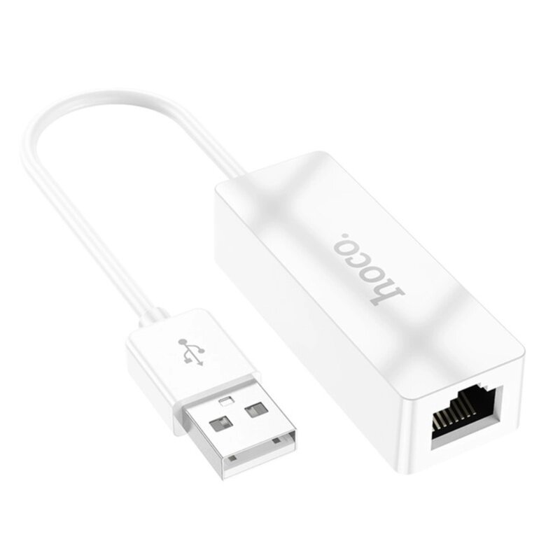 Шнур адаптер HOCO UA22, USB-C на RJ45, 100 Mbps от компании Мир Электроники - фото 1