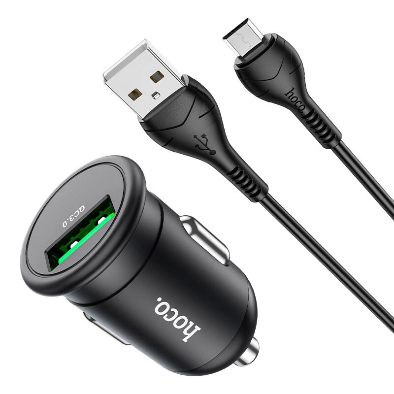 Зарядное устройство автомобильное HOCO Z43, USB, микро 1 м , QC 3.0 от компании Мир Электроники - фото 1