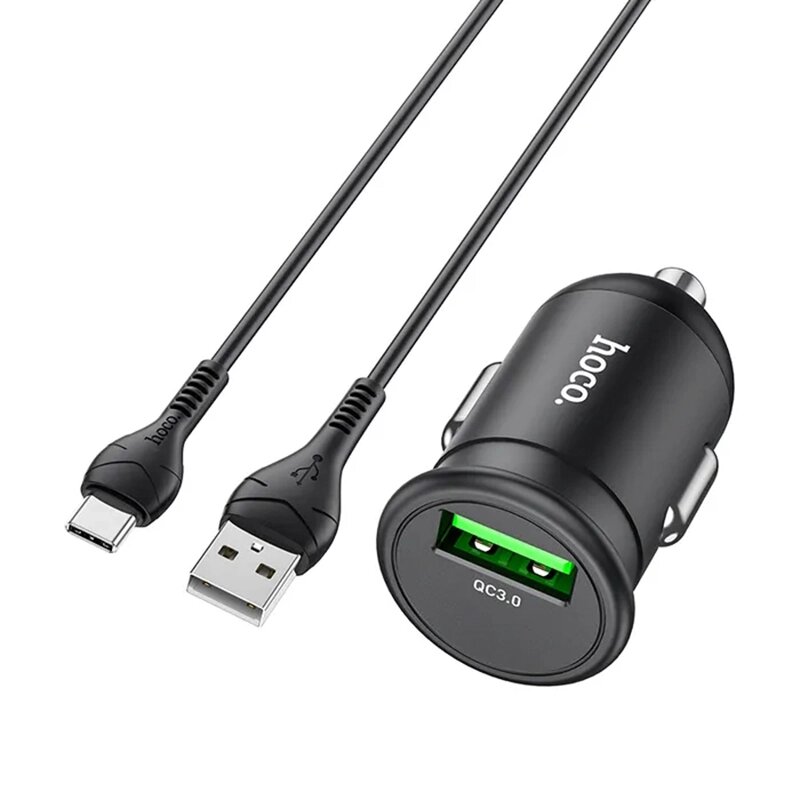 Зарядное устройство автомобильное HOCO Z43, USB, Type-C 1 м , QC 3.0 от компании Мир Электроники - фото 1