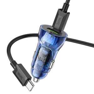 Зарядное устройство автомобильное HOCO Z47A, USB, Type-C, QC 3.0, шнур Type-C