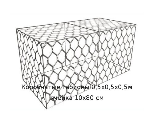 Коробчатые габионы 0,5х0,5х0,5м ячейка 10х80 см от компании ТОО "Nekei" - фото 1