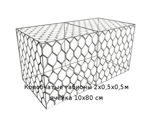 Коробчатые габионы 2х0,5х0,5м ячейка 10х80 см от компании ТОО "Nekei" - фото 1