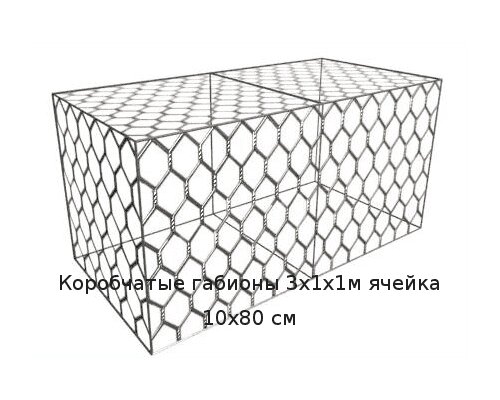 Коробчатые габионы 3х1х1м ячейка 10х80 см от компании ТОО "Nekei" - фото 1