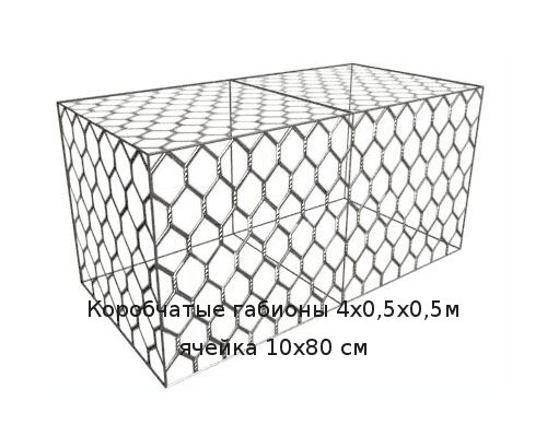 Коробчатые габионы 4х0,5х0,5м ячейка 10х80 см от компании ТОО "Nekei" - фото 1