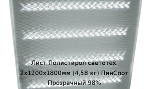 Лист Полистирол светотех. 2х1200х1800мм (4,58 кг) ПинСпот Прозрачный 98%