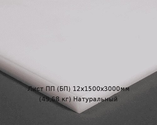 Лист ПП (БП) 12х1500х3000мм (49,68 кг) Натуральный от компании ТОО "Nekei" - фото 1