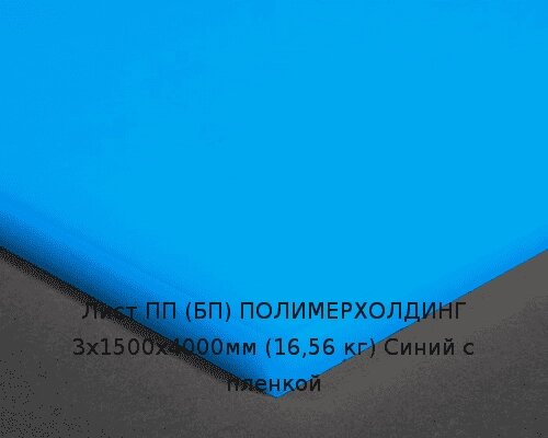 Лист ПП (БП) 3х1500х4000мм (16,56 кг) Синий с пленкой Артикул: 10010044 от компании ТОО "Nekei" - фото 1