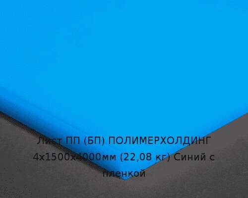 Лист ПП (БП) 4х1500х4000мм (22,08 кг) Синий с пленкой Артикул: 10010114 от компании ТОО "Nekei" - фото 1