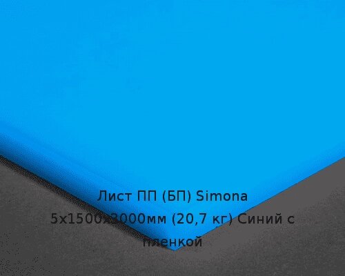 Лист ПП (БП) 5х1500х3000мм (20,7 кг) Синий с пленкой (Германия) Артикул: 10010226 от компании ТОО "Nekei" - фото 1