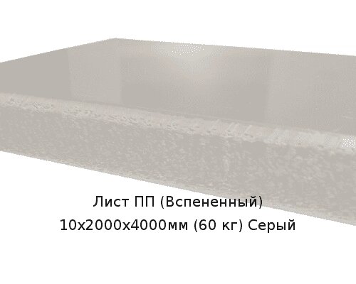 Лист ПП (Вспененный) 10х2000х4000мм (60 кг) Серый от компании ТОО "Nekei" - фото 1