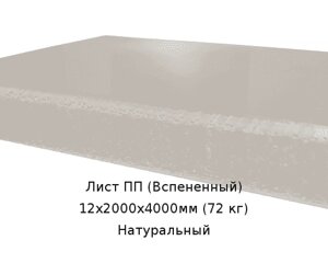 Лист ПП (Вспененный) 12х2000х4000мм (72 кг) Натуральный