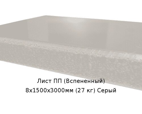Лист ПП (Вспененный) 8х1500х3000мм (27 кг) Серый от компании ТОО "Nekei" - фото 1