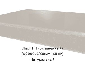 Лист ПП (Вспененный) 8х2000х4000мм (48 кг) Натуральный