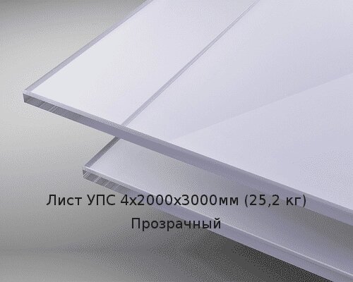Лист УПС 4х2000х3000мм (25,2 кг) Прозрачный от компании ТОО "Nekei" - фото 1