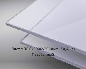 Лист УПС 8х2000х3000мм (50,4 кг) Прозрачный