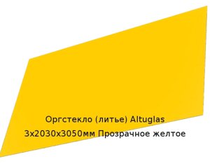 Литьевое оргстекло (акрил) Altuglas 3х2030х3050мм (22,1 кг) Прозрачное желтое