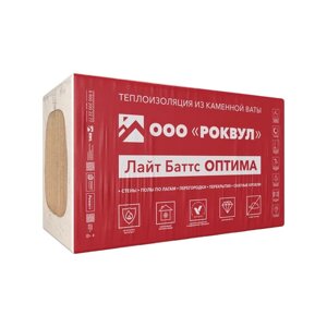Минеральная вата (минвата, минплита, стекловата) Утеплитель Роквул Лайт Баттс Оптима 100х600х1000 мм 3 кв. м