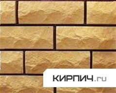 Силикатный кирпич желтый одинарный рустированный угол КЗСК