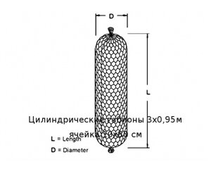 Цилиндрические габионы 3х0,95м ячейка 10х80 см