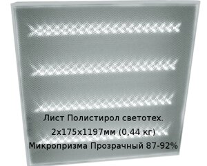 Лист Полистирол светотех. 2х175х1190мм (0,44 кг) Микропризма Прозрачный 87-92%