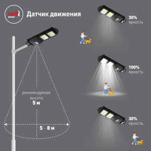 Эра консольный светильник на солн. бат., cob,с кронштейном,40w,с датч. движ., пду,750lm, 5000к, ip66 (