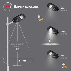 Эра консольный светильник на солн. бат., smd,с кронштейном,20w, с датч. движ., пду,400lm, 5000к, ip65