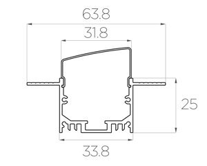 Профиль алюминиевый под шпаклевку LC-LPSH-2564-2 Anod
