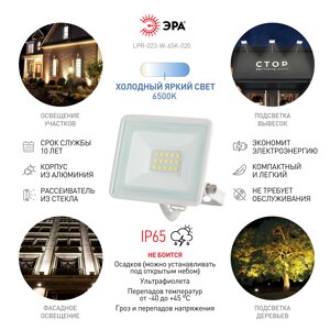 Прожектор светодиодный уличный ЭРА LPR-023-W-65K-020 20Вт 6500K 1600Лм IP65 белый