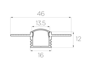 Профиль алюминиевый под шпаклевку LC-LPSH-1246-2 Anod