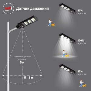 Эра консольный светильник на солн. бат., smd, с кронштейном,60w,с датч. движ., пду,1000lm, 5000к, ip65