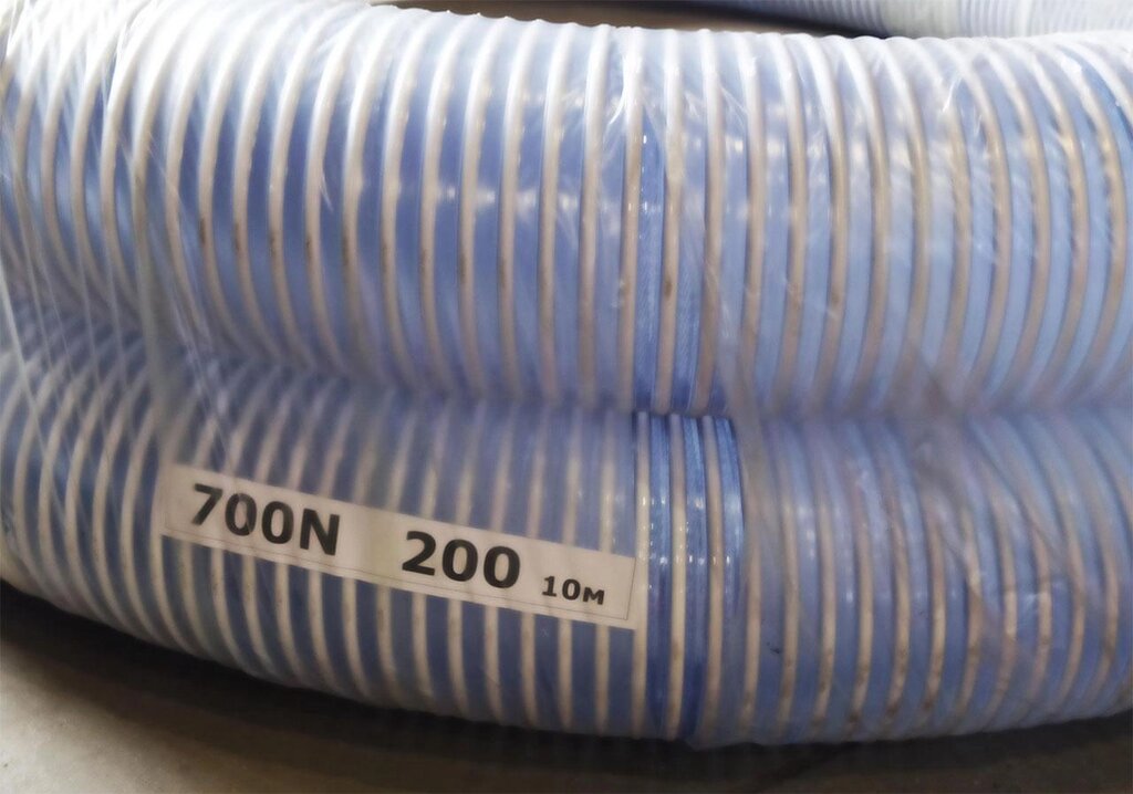 Шланг спиральный НВС Ф200 мм из ПВХ серия 700N белый (бухта 10 м, по запросу) от компании ТОО "Nekei" - фото 1
