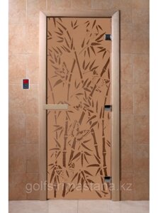 Дверь "бамбук и бабочки бронза матовая" 600, 1800