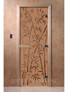 Дверь "бамбук и бабочки бронза матовая"