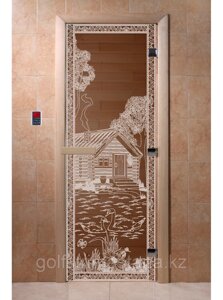 Дверь "банька в лесу бронза" 1800, 600