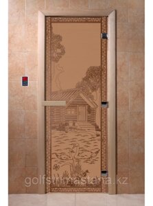 Дверь "банька в лесу бронза матовая" 600, 1800