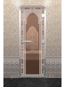 Дверь для хамам "восточная арка бронза"
