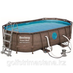 Каркасный бассейн Bestway Ротанг 56714 (427х250х100 см) с картриджным фильтром, лестницей и защитным тентом