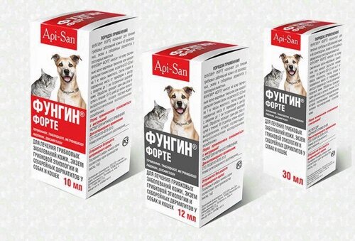 Фунгин Форте 12мл для лечения грибковых заболеваний кожи, экзем грибковой этиологии и себореи у собак и кошек