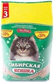 Наполнитель для кошачьих туалетов Сибирская кошка ЛЕСНОЙ 3л от компании ТОО «Амагел» -Поставщик ветеринарных препаратов и зоотоваров - фото 1